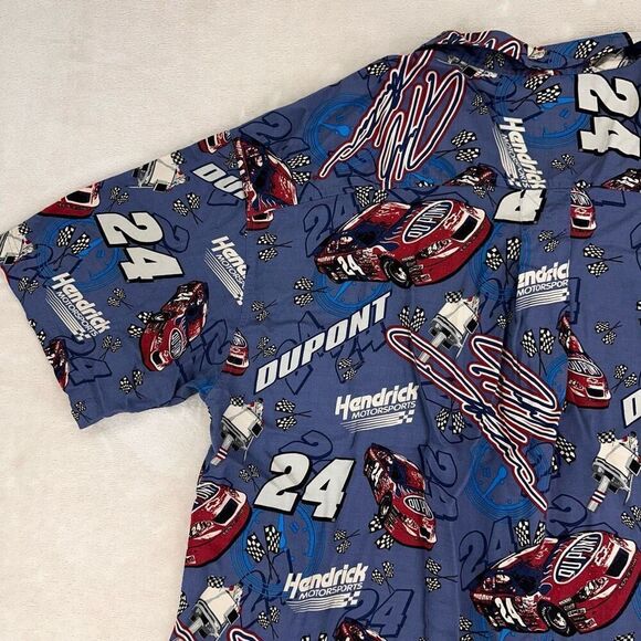 Vintage JEFF GORDON Shirt Mens XXL Button Up DUPONT Racing AOP NASCAR #24 90s - Picture 4 of 8